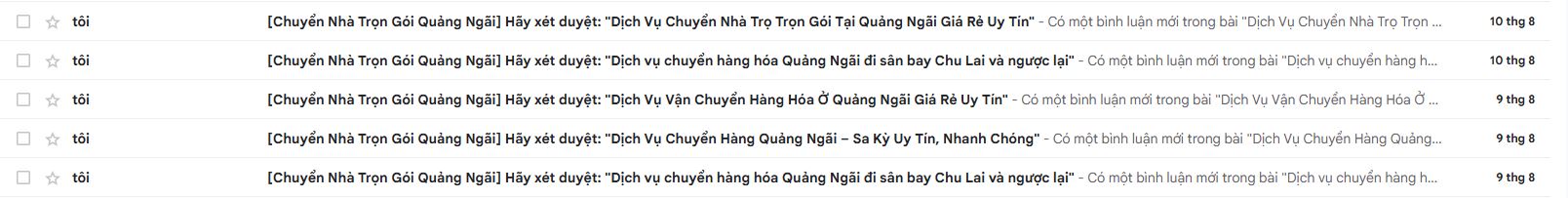 Thông báo bình luận spam gây khó chịu